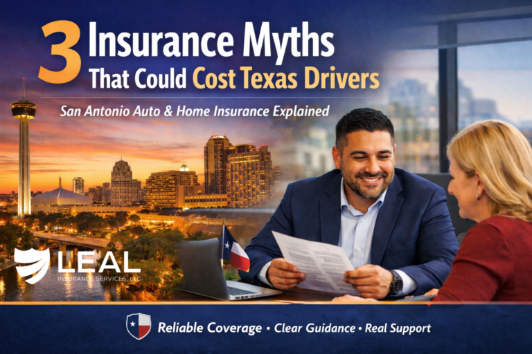 San Antonio auto insurance agent reviewing home and car insurance policy with local Texas client in office