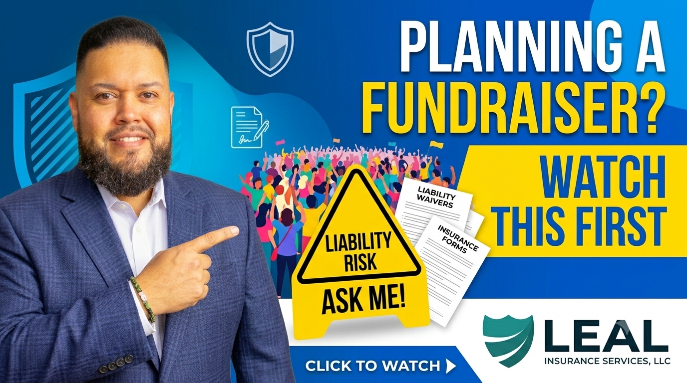 Luis Leal of Leal Insurance Services explaining nonprofit event insurance risks for fundraisers, festivals, charity events, and community gatherings.